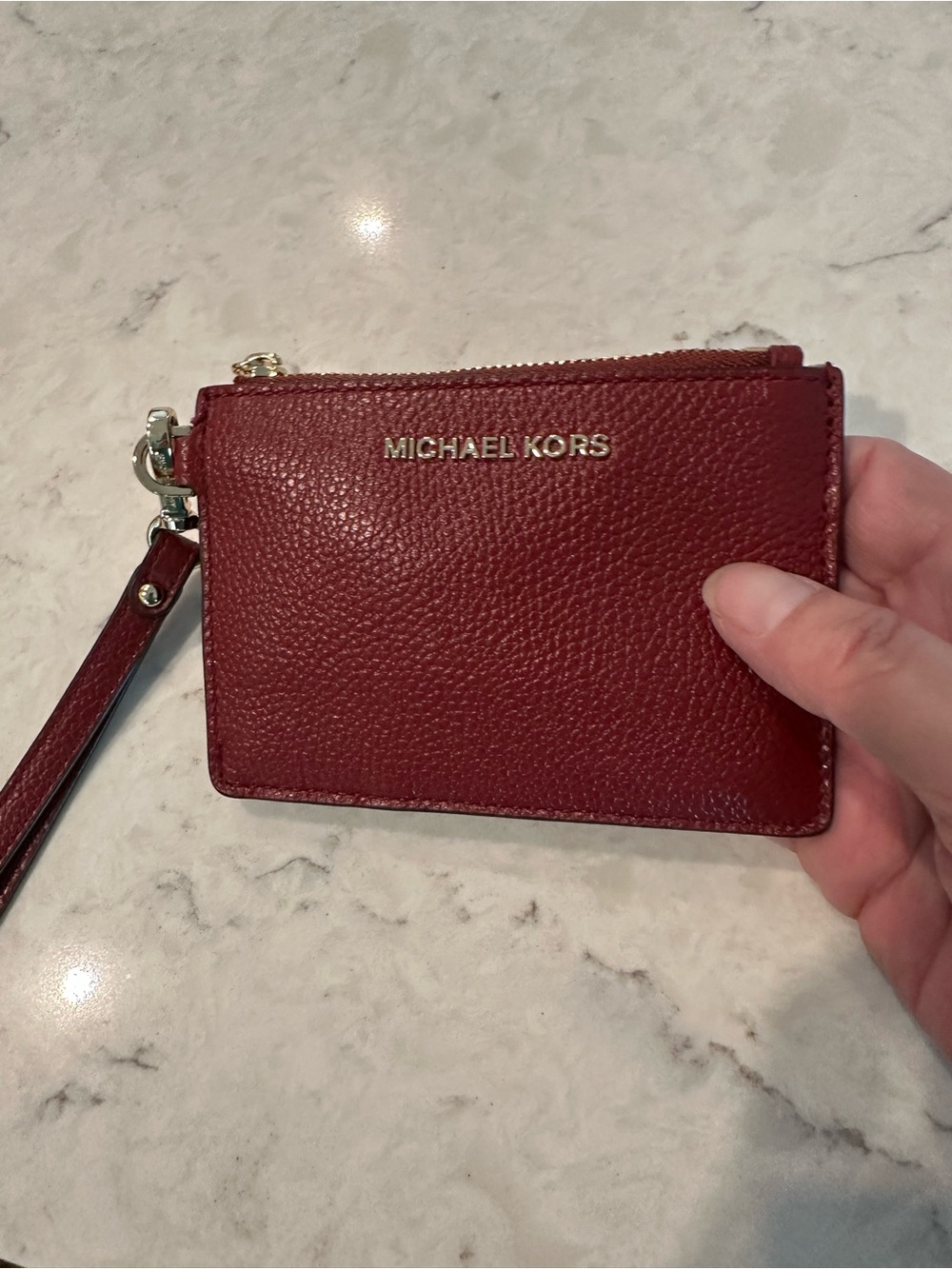Michael Kors Terracotta Pebbled Leather Wristlet Card Holder